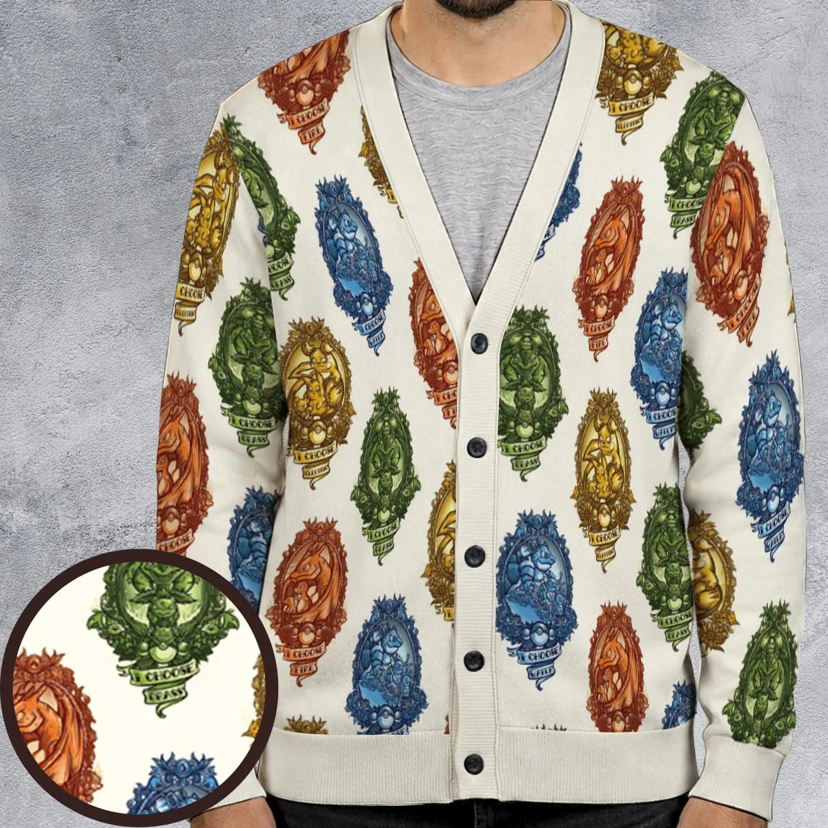 Water Grass Electric Fire I Choose Pattern Cardigan