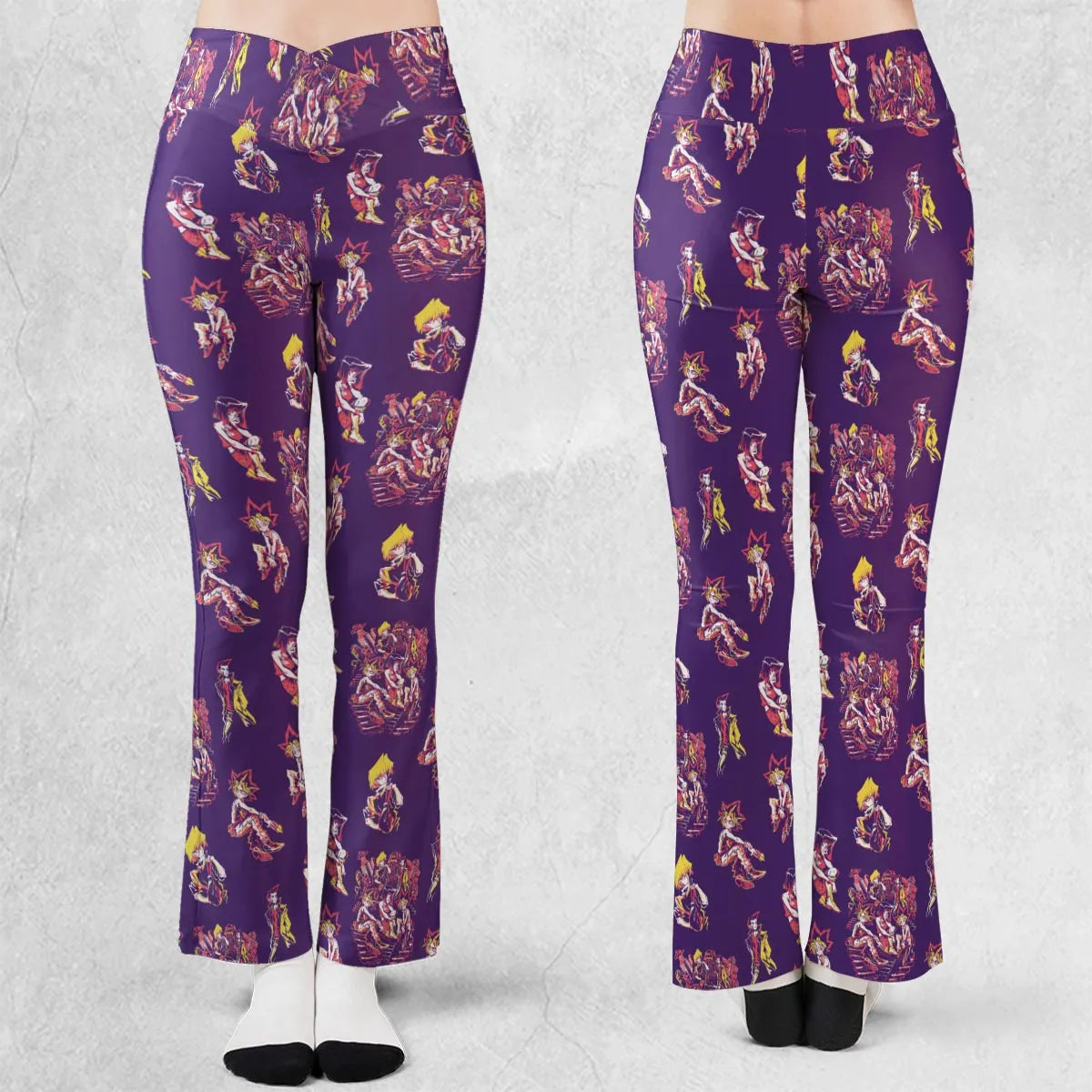 Yu Gi Oh Characters Patterns Flare Leggings
