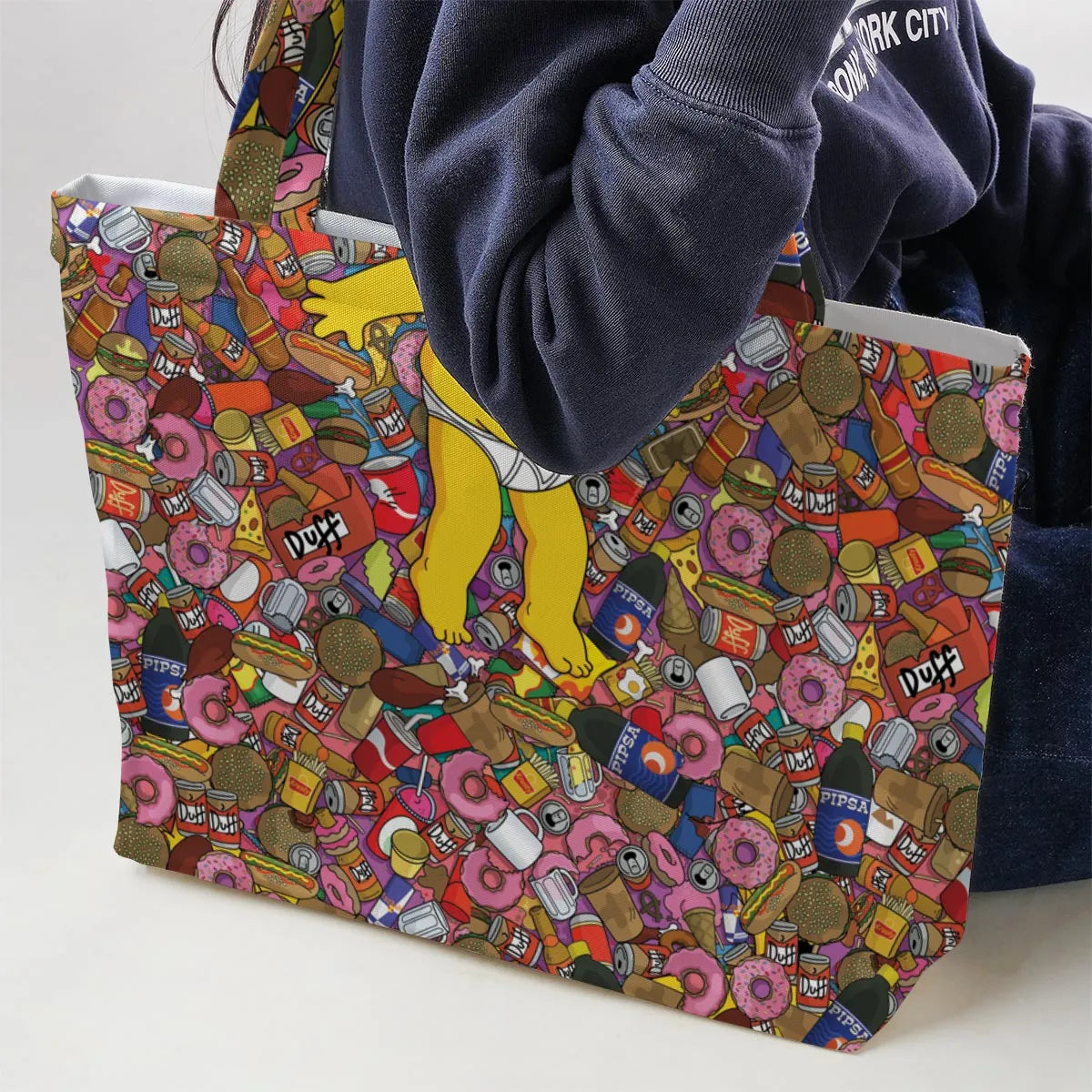 Homer Simpson Getting Drunk Duff Beer The Simpsons Large Tote Bag