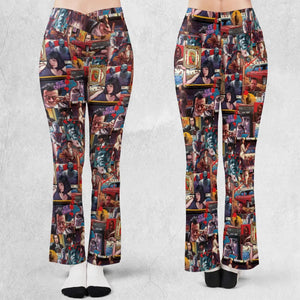 Retro Scenes Mia Wallace Vincent Vega Jules Winnfields Pulp Fiction Flare Leggings