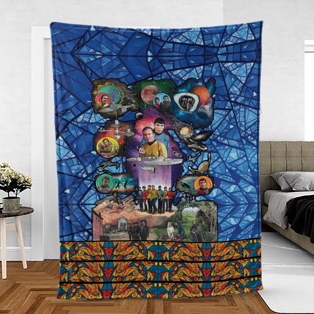 The Beginning Star Trek Pattern Fleece Blanket