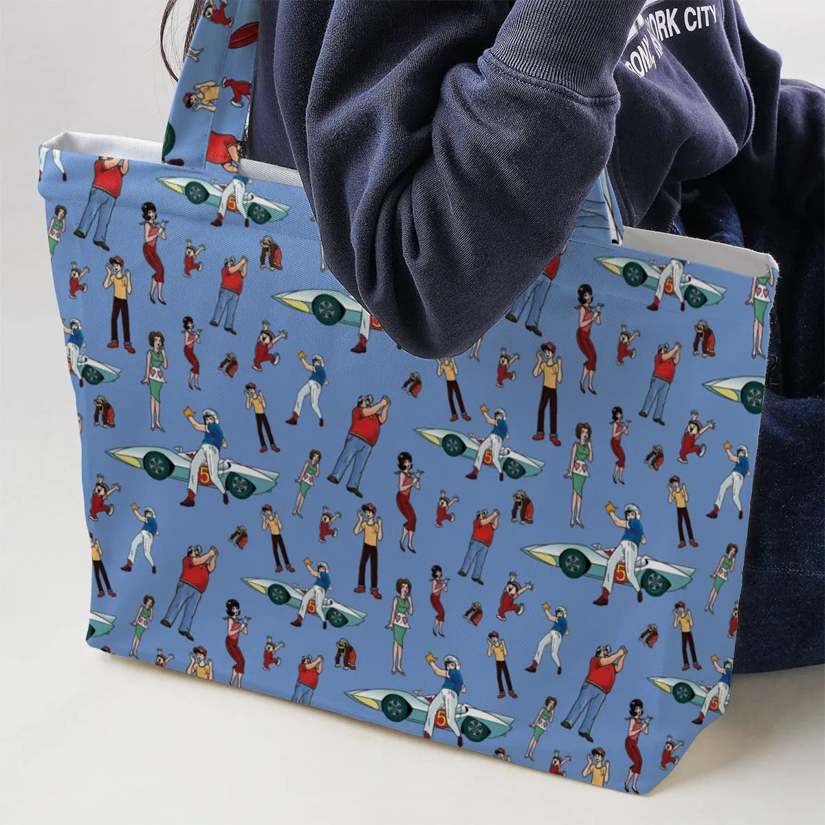 Speed Racer Characters Pattern Large Tote Bag