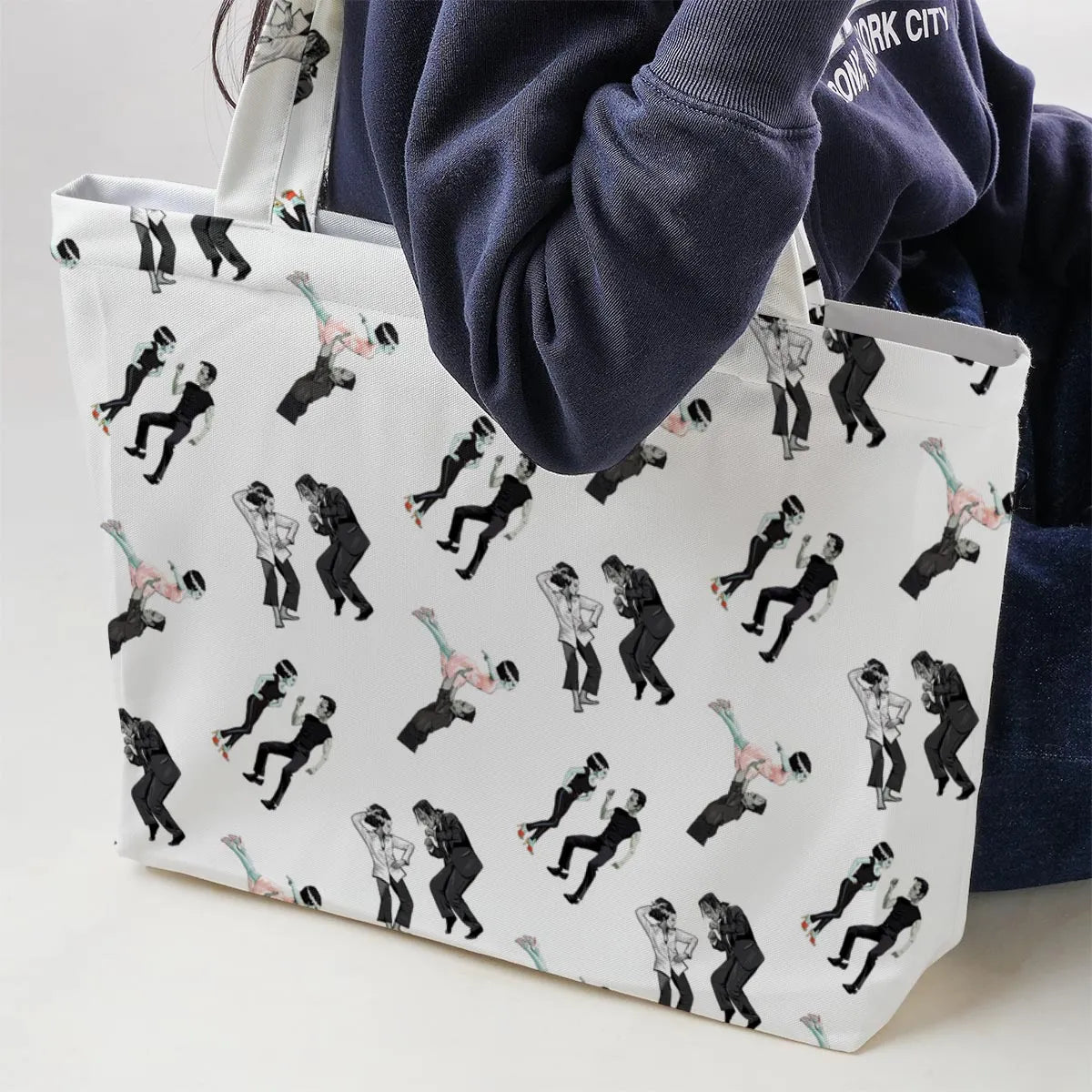 Frankenstein And Bride Movie Dance Scenes Large Tote Bag
