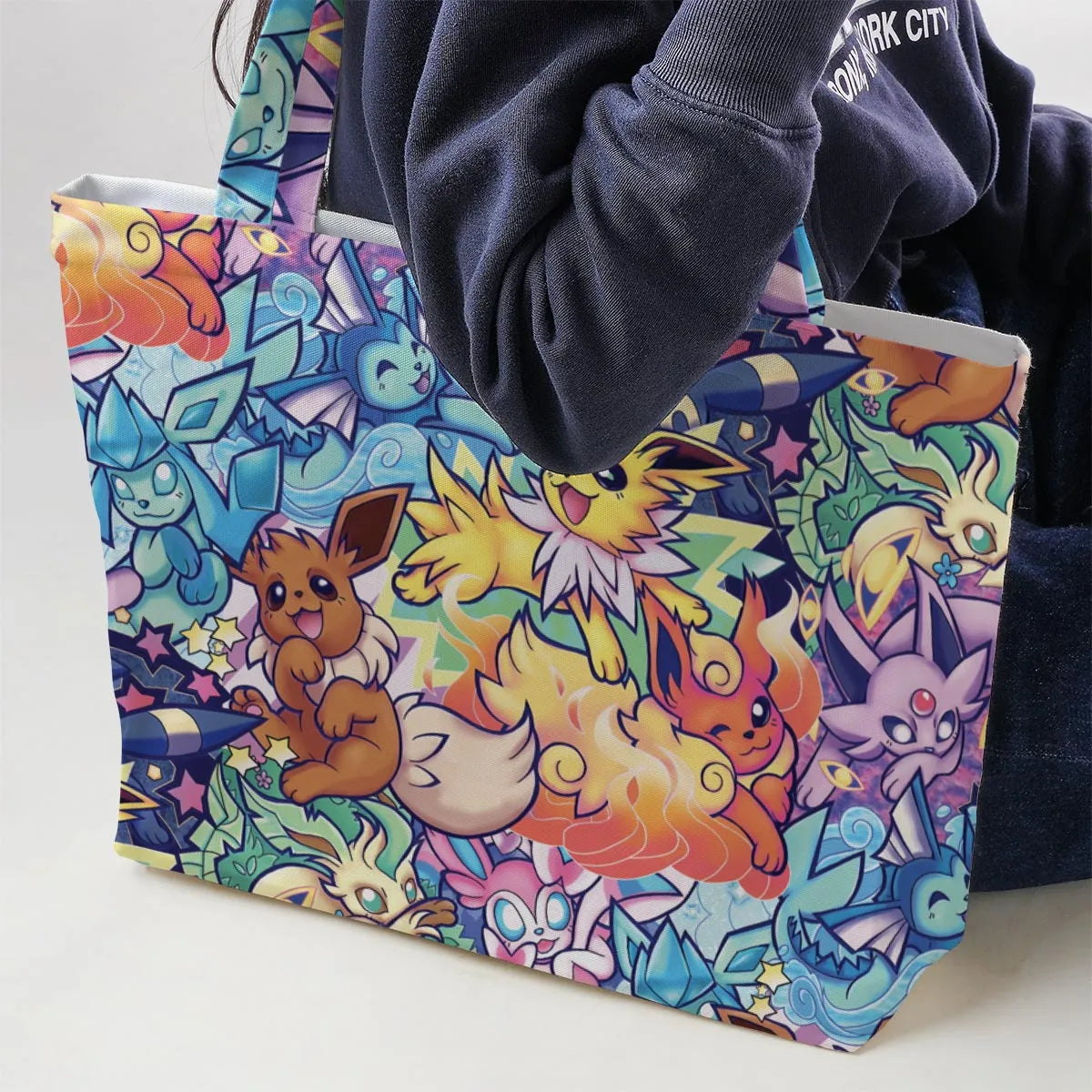 Evolutionary line of Eevee Pokemon Large Tote Bag