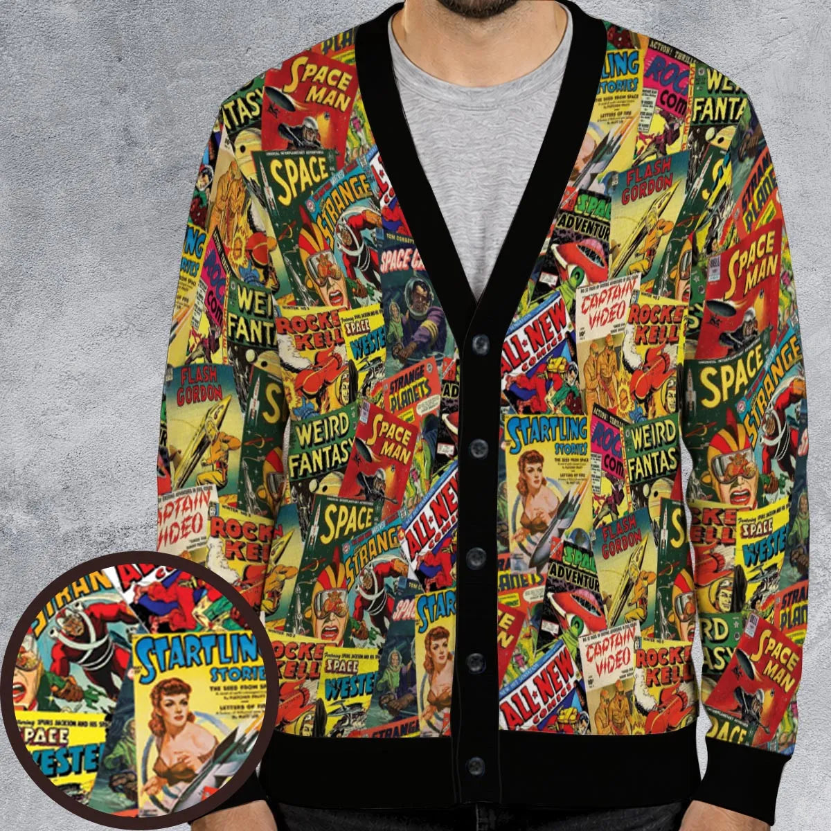 Vintage Science Fiction Sci-Fi Cardigan