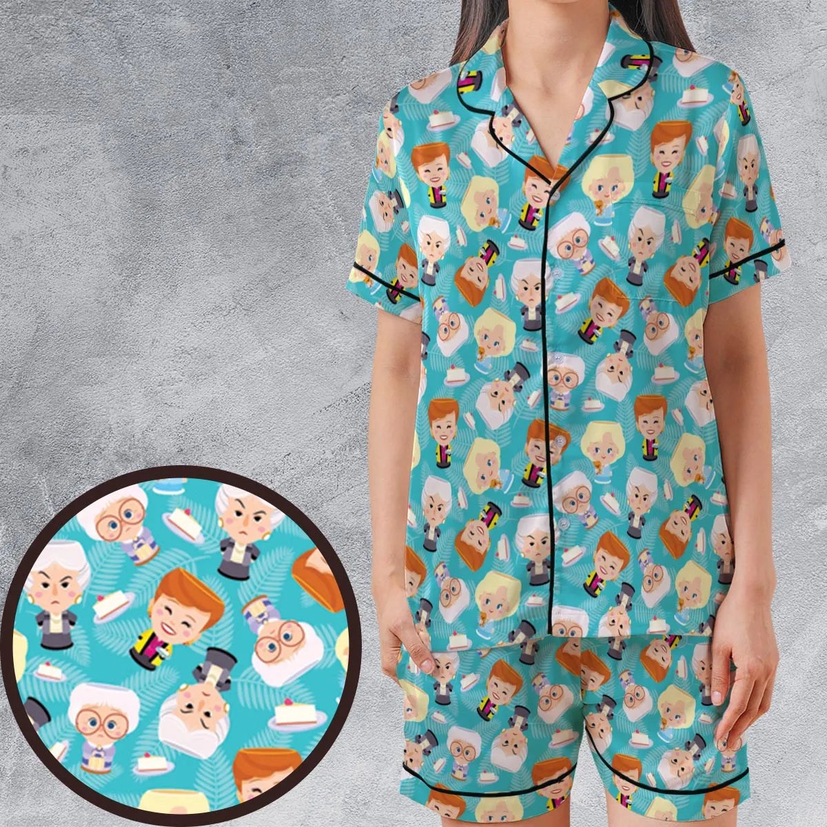 Little Dolls The Golden Girls Satin Short-Sleeve Pajamas Set