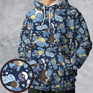 Blastoise Wartortle Squirtle Pokemon Pattern All-over Print Hoodie
