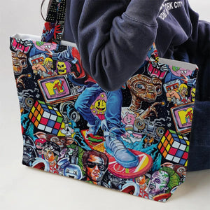 Back To The 80s Pop Culture 80s Movies Characters Large Tote Bag