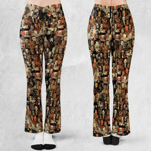 Horror Movie Characters Halloween Pattern Flare Leggings