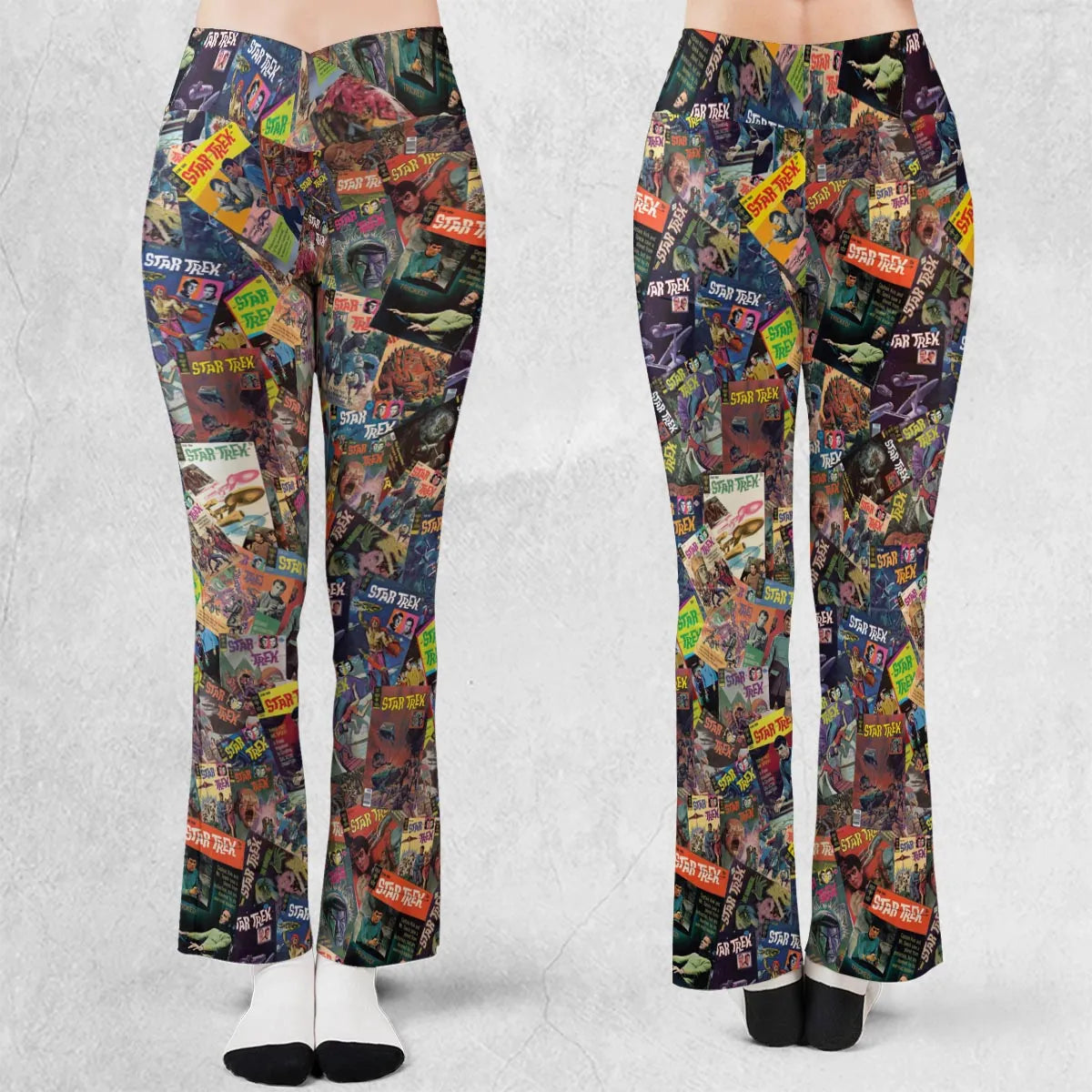Vintage 1970s Star Trek Comic Books Collage Flare Leggings
