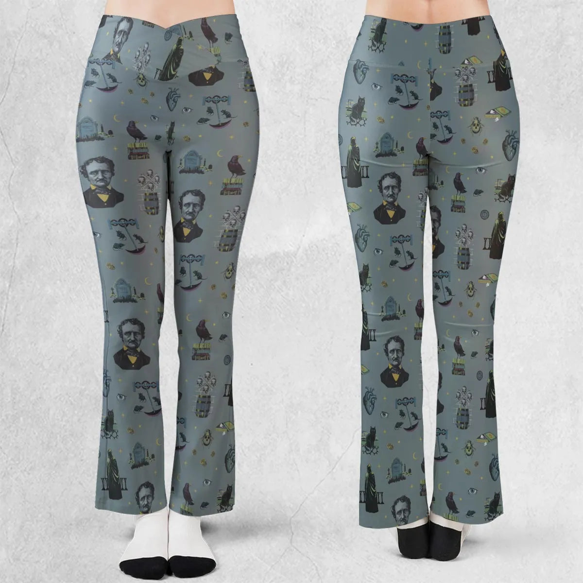 The Dark Themed Edgar Allan Poe Flare Leggings
