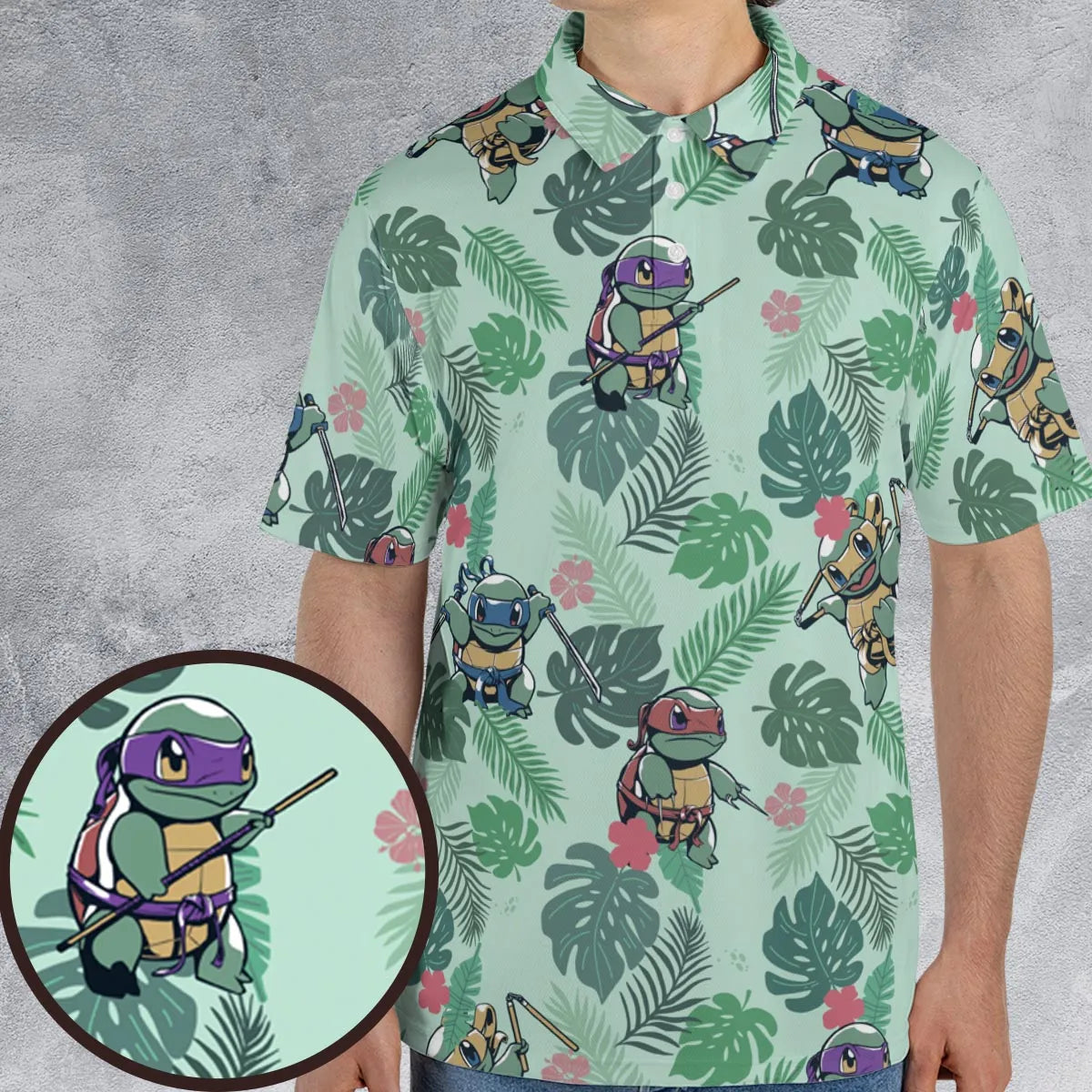 Teenage Mutant Ninja Squirtle AOP Men/Women Polo Shirt