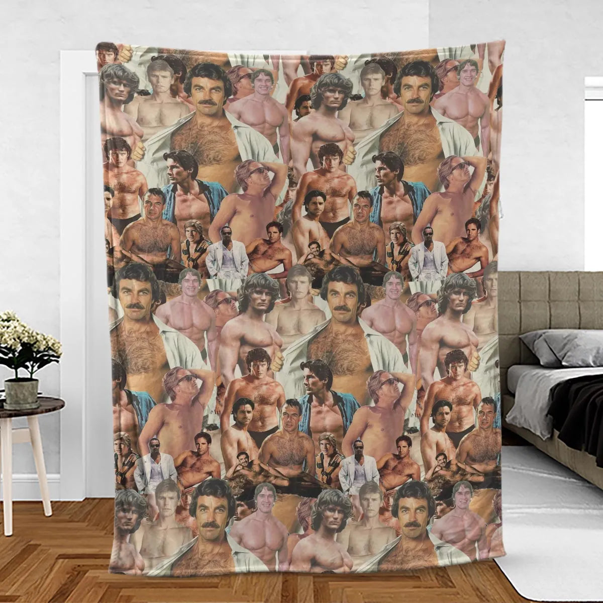 Vintage Hunks of The 80s Fleece Blanket