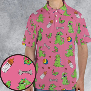 Rugrats Reptar Pattern AOP Men/Women Polo Shirt
