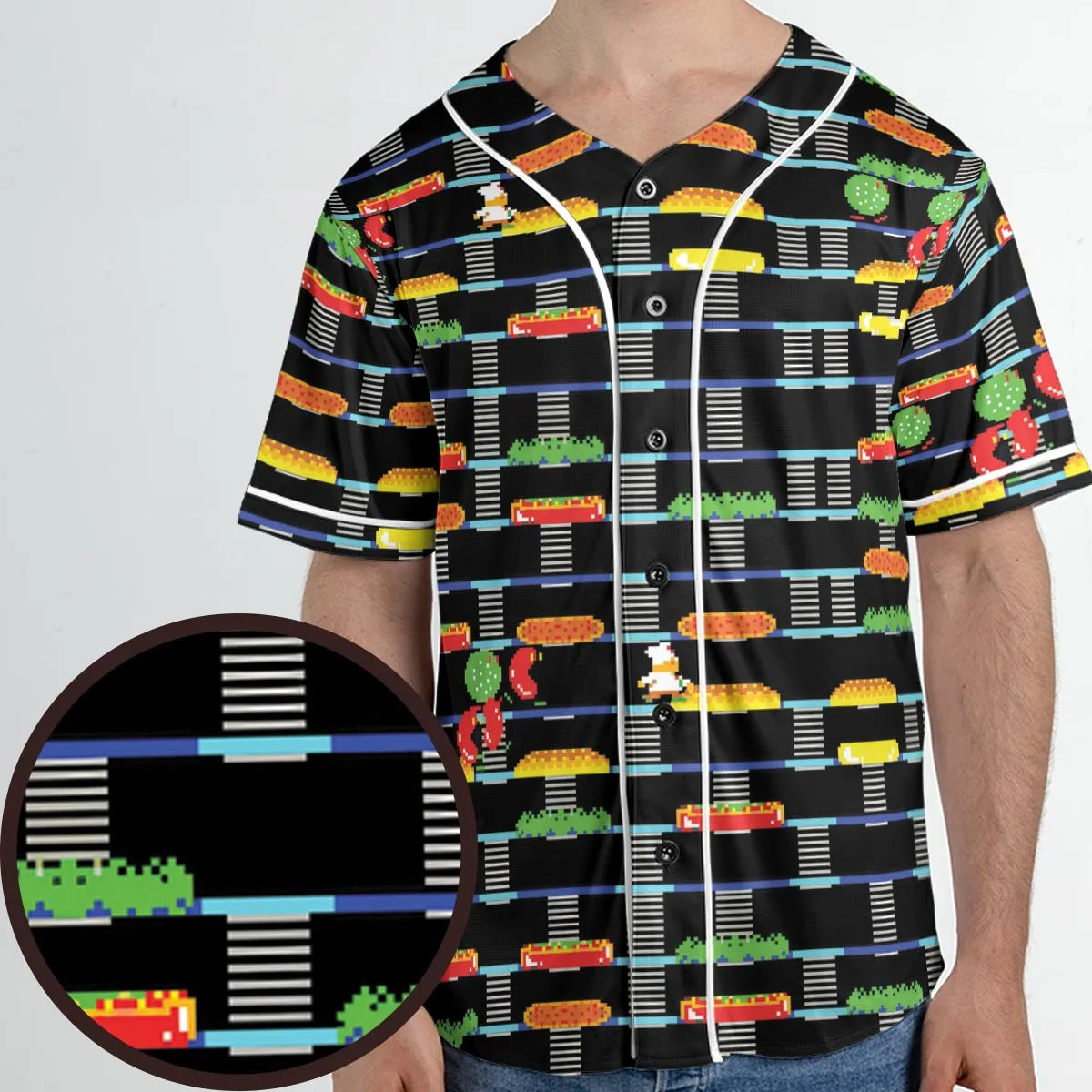 BurgerTime Arcade Game Unisex Baseball Jersey
