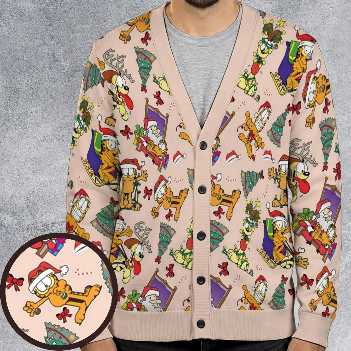 Garfield And Odie Christmas Sleigh Cardigan