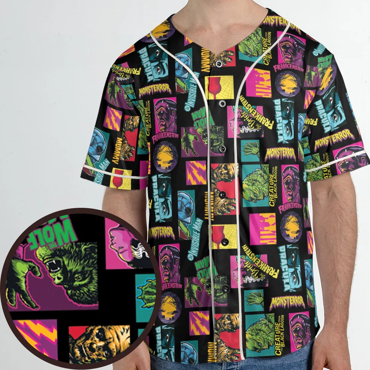 Monster Pop Movies Halloween Unisex Baseball Jersey
