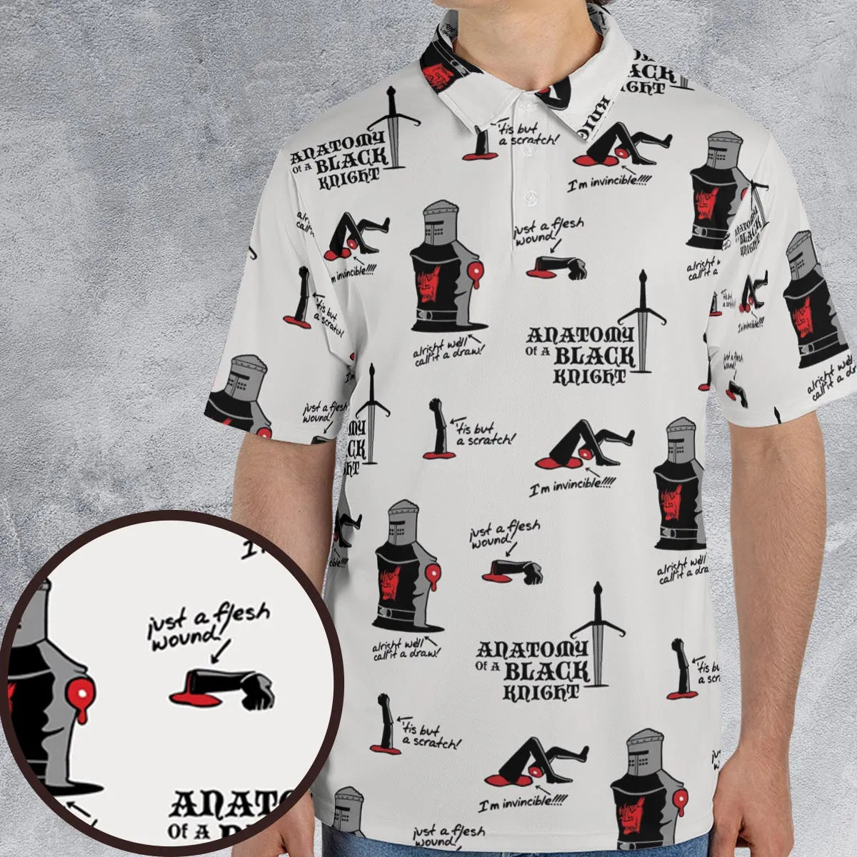 Tis but a scratch Black Knight Monty Python And The Holy Grail AOP Men/Women Polo Shirt