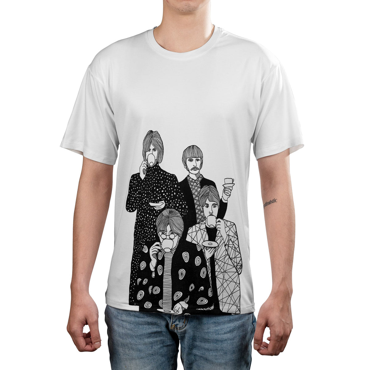 The Beatles Art T-Shirt Rock Music The Fab Four Tea Club Graphic Unisex Tee