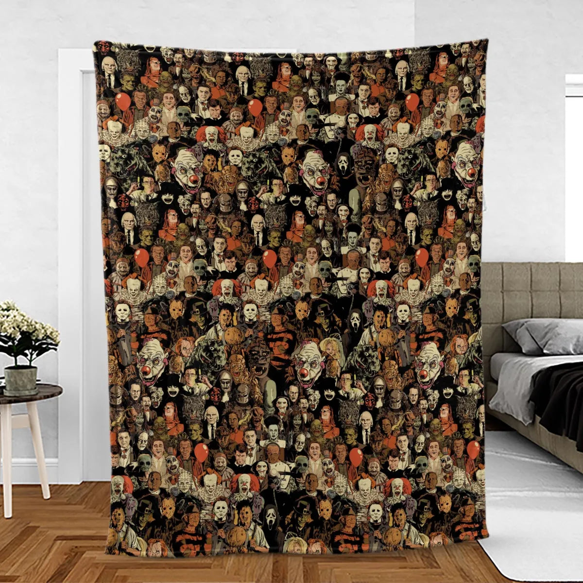Horror Movie Characters Halloween Pattern Fleece Blanket