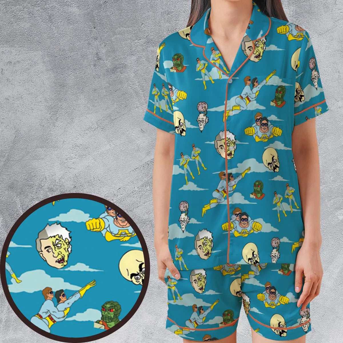 The Ambiguously Gay Duo Characters Patterns Satin Short-Sleeve Pajamas Set