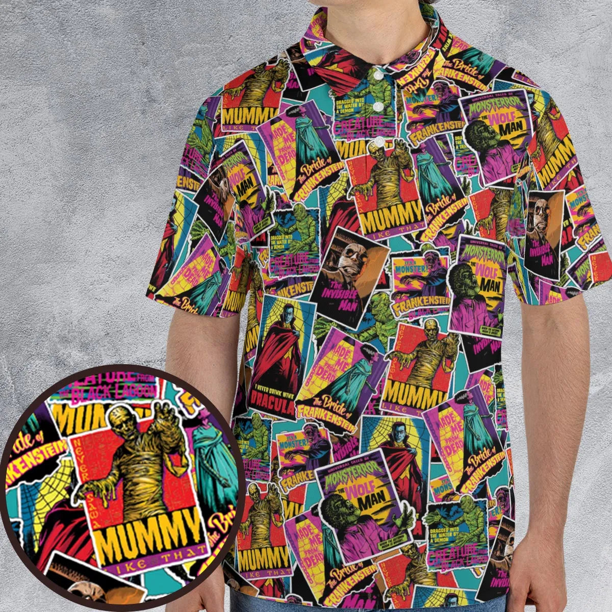 Multi Monster Pop Badges AOP Men/Women Polo Shirt
