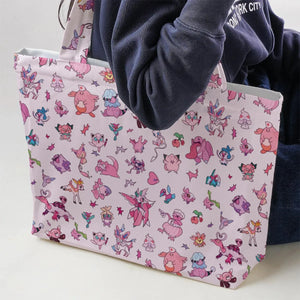 Team Pink Pokemon Pattern Large Tote Bag