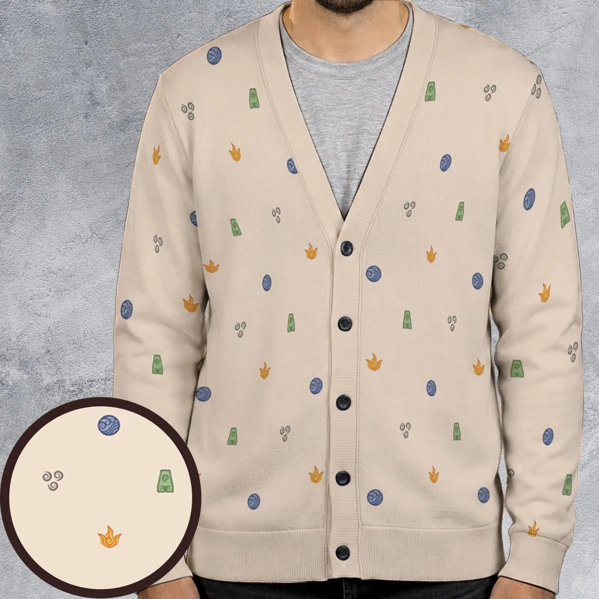 Avatar The Last Airbender Four Elements Pattern Cardigan