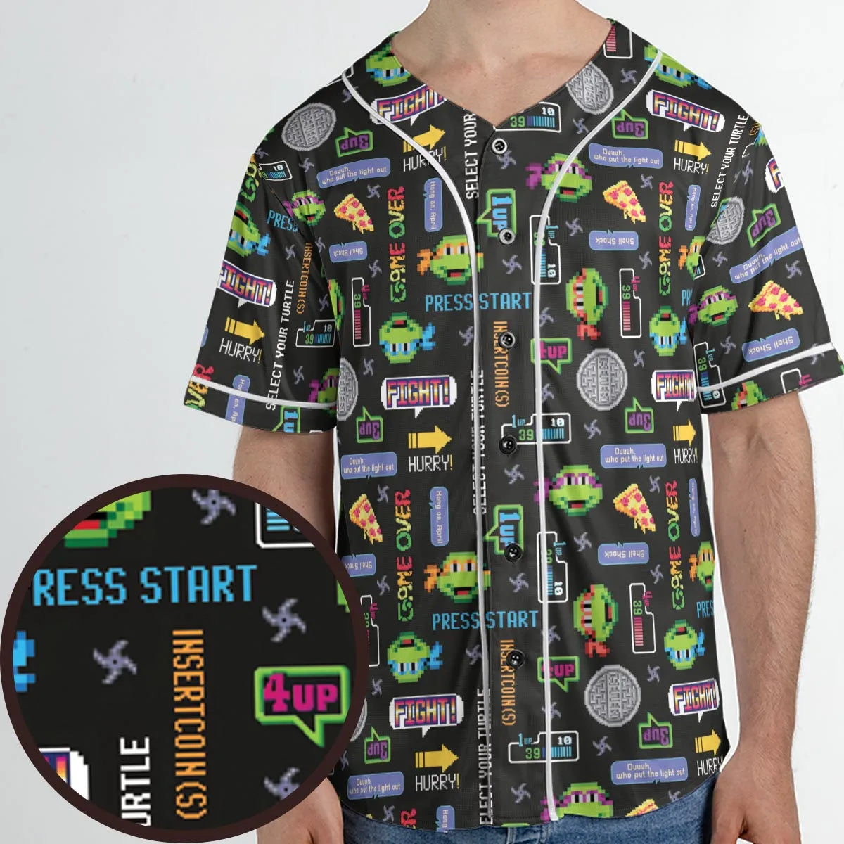 The TMNT Pixel Characters Unisex Baseball Jersey