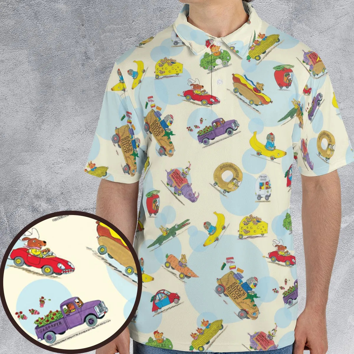 The Busy World of Richard Scarry AOP Men/Women Polo Shirt