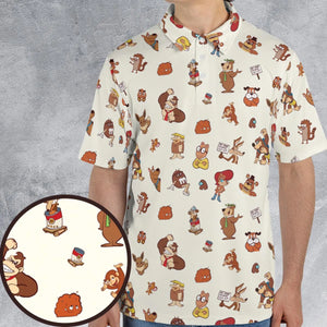 Famous Cartoon Characters in Brown AOP Men/Women Polo Shirt