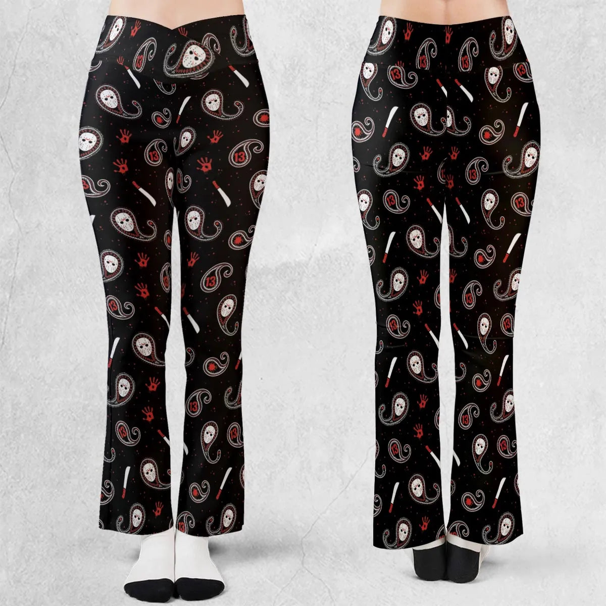 Jason Voorhees Friday The 13th Pattern Flare Leggings
