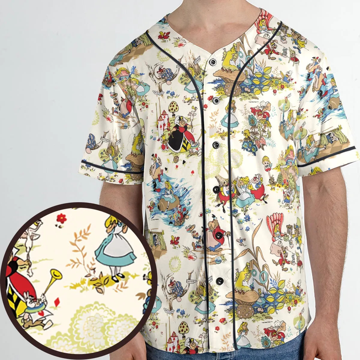 Alice In Wonderland Pattern Unisex Baseball Jersey