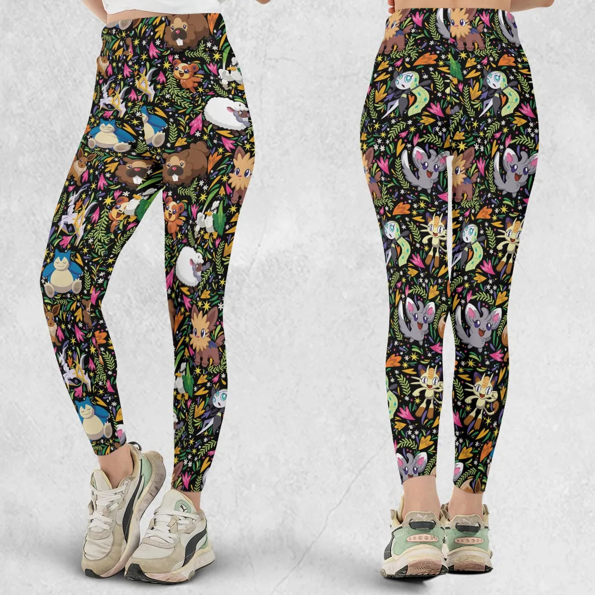 Floral Snorlax Bidoof Eevee Meloetta Pokemon Legging
