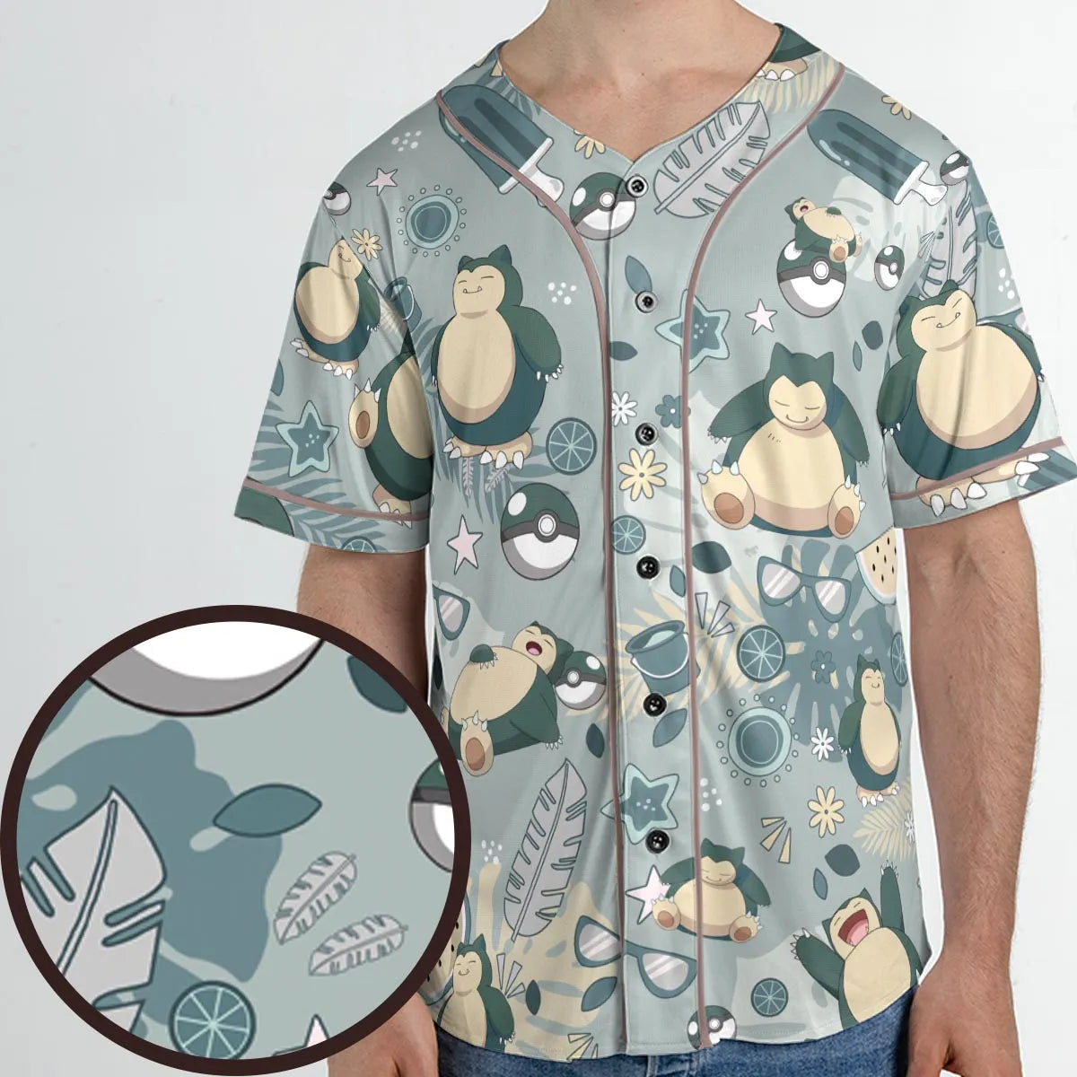 Summer Relax Snorlax Pokemon Unisex Baseball Jersey