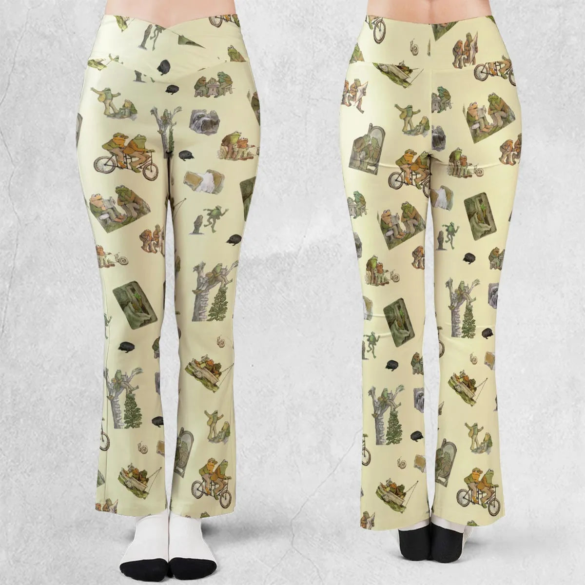 Frog and Toad Pattern Flare Leggings