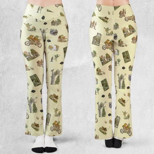 Frog and Toad Pattern Flare Leggings