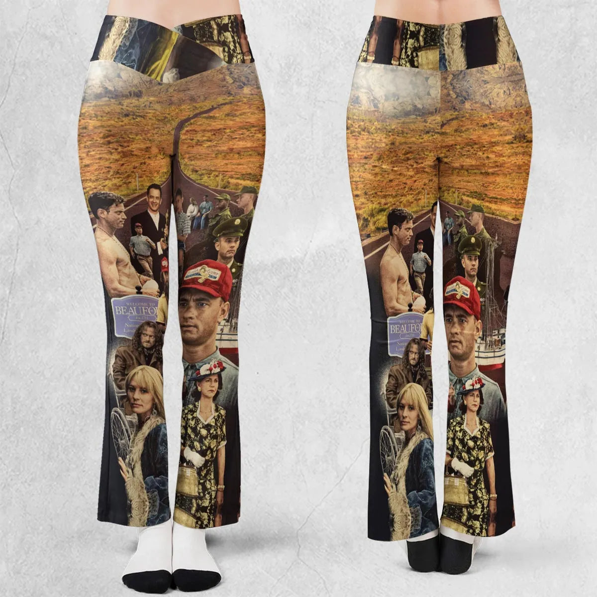 Forrest Gump's Journey Collage Flare Leggings