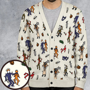 Horror Movie Pop Characters Pattern Cardigan