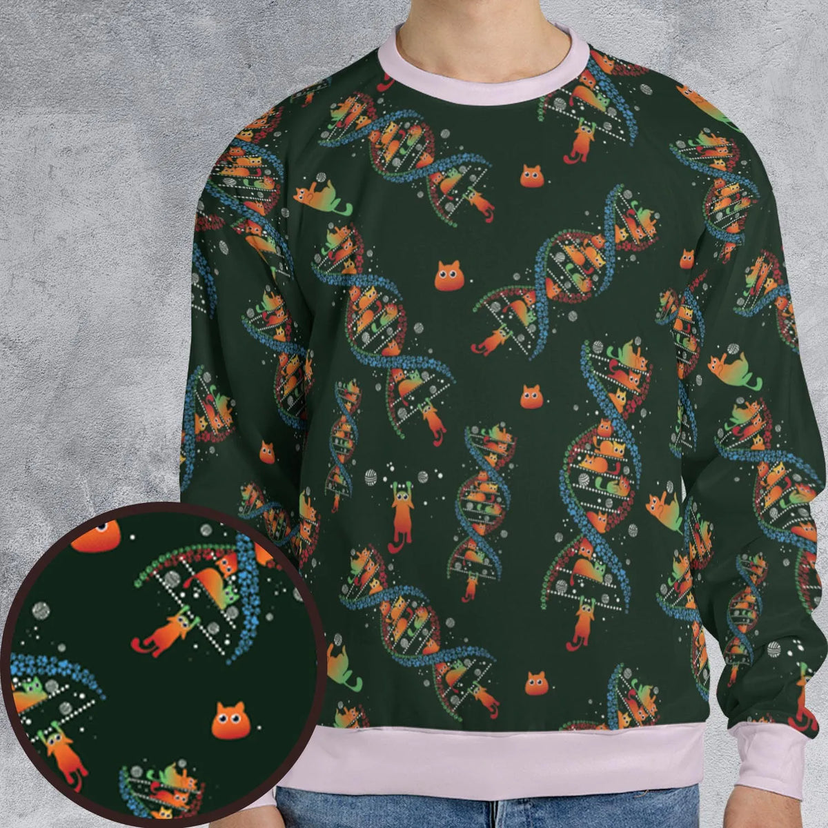 Cat Kitten DNA Pattern All-over Print Sweatshirt