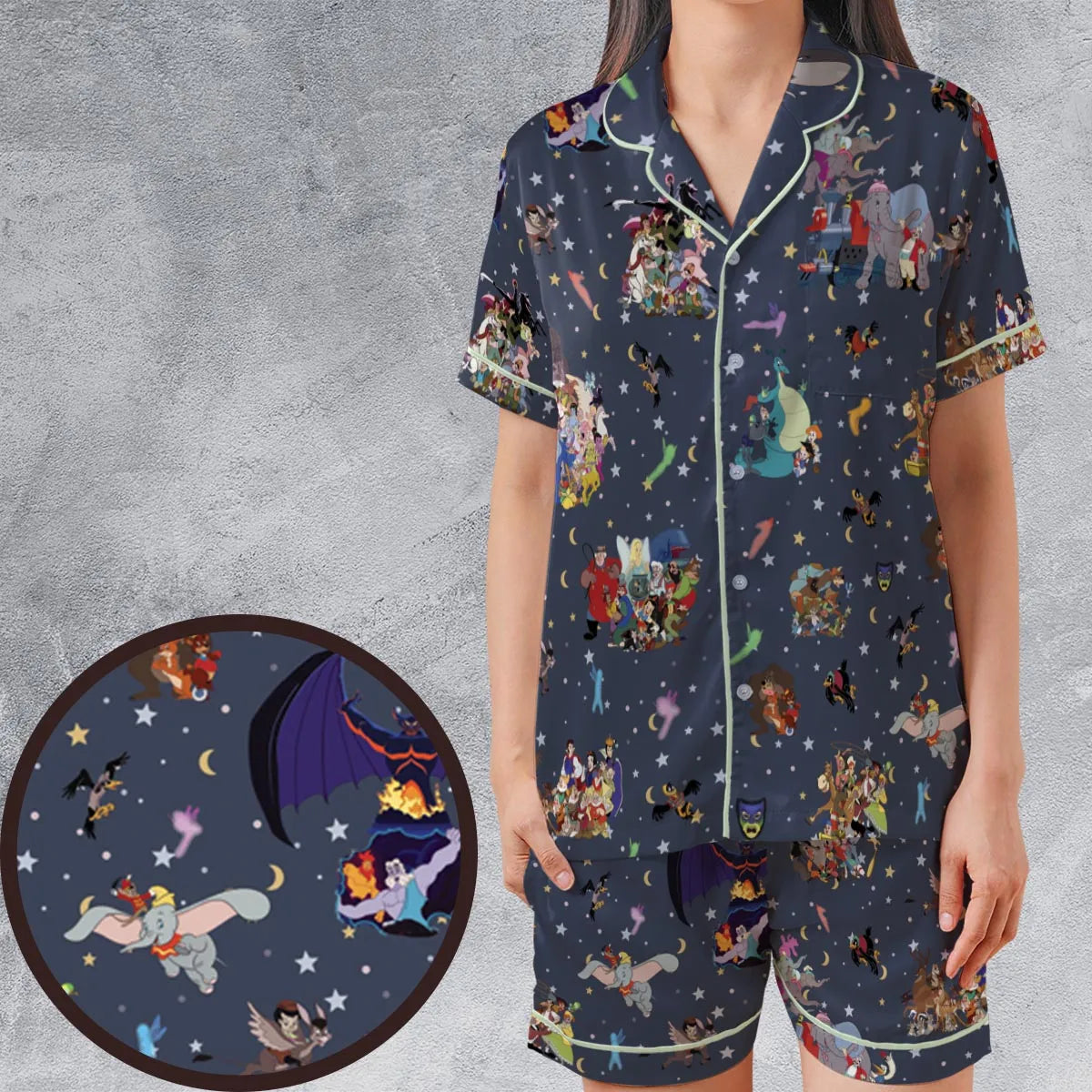 Classic Cartoon 1937-1949 Satin Short-Sleeve Pajamas Set