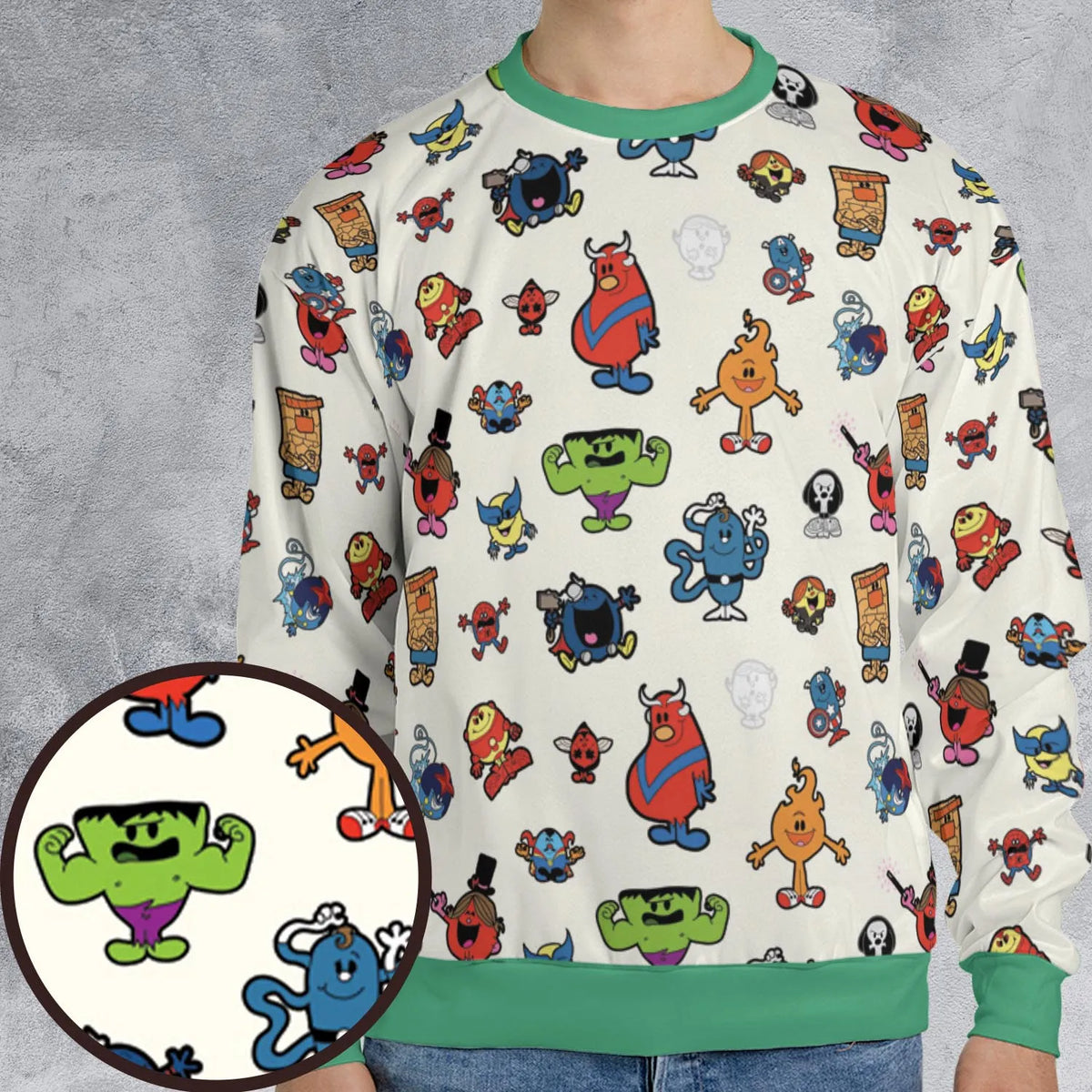 Marvel Characters And Mr Men Pattern All-over Print Sweatshirt