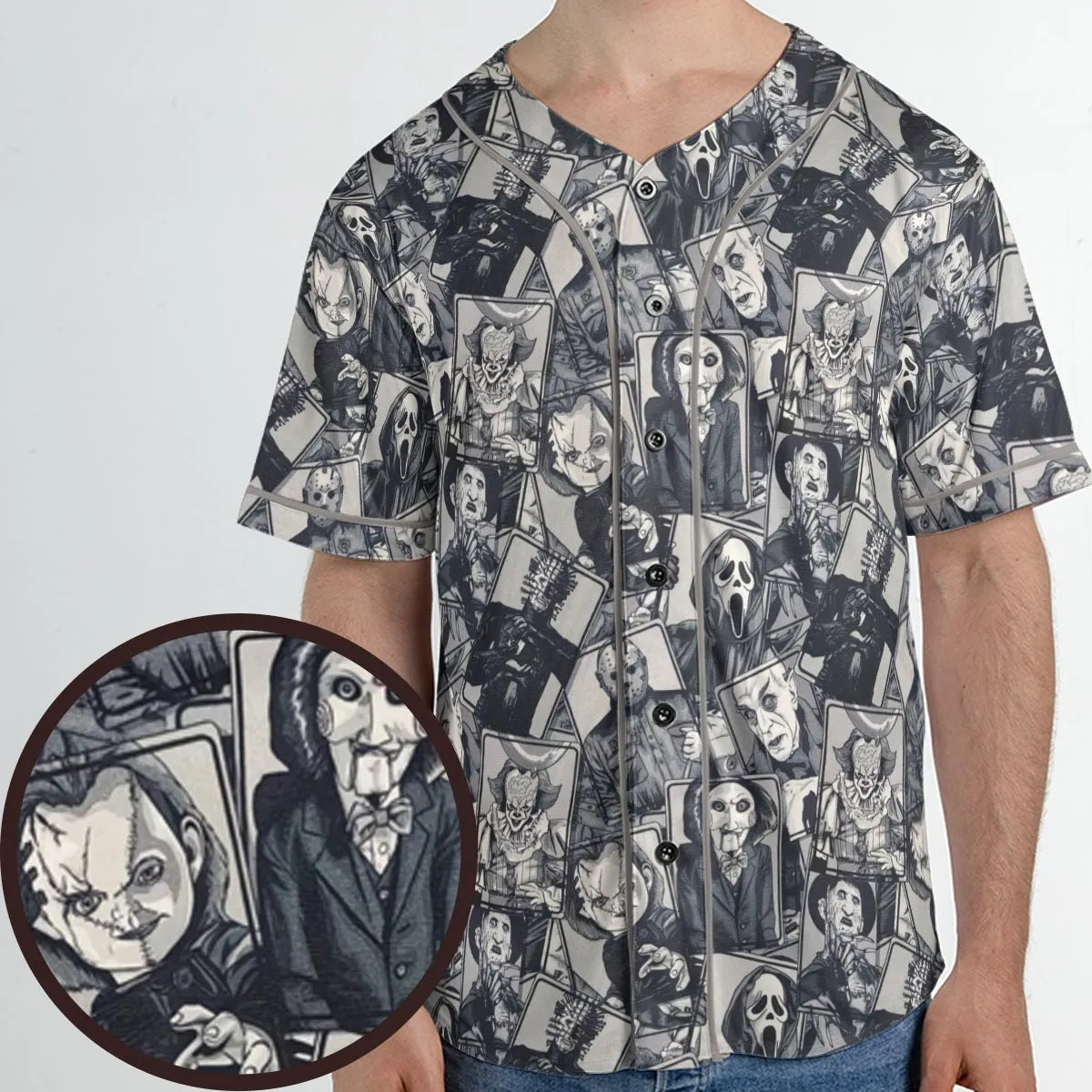 Halloween Horror Villains Unisex Baseball Jersey