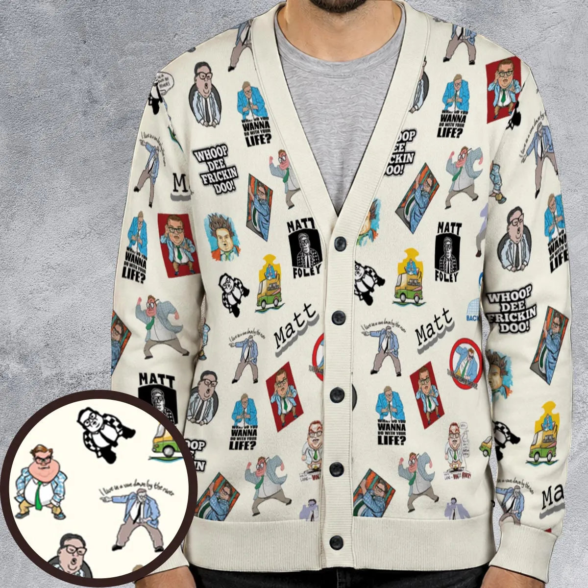 Chris Farley Matt Foley Motivational SNL Cardigan