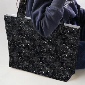 Black Raven Pattern Large Tote Bag