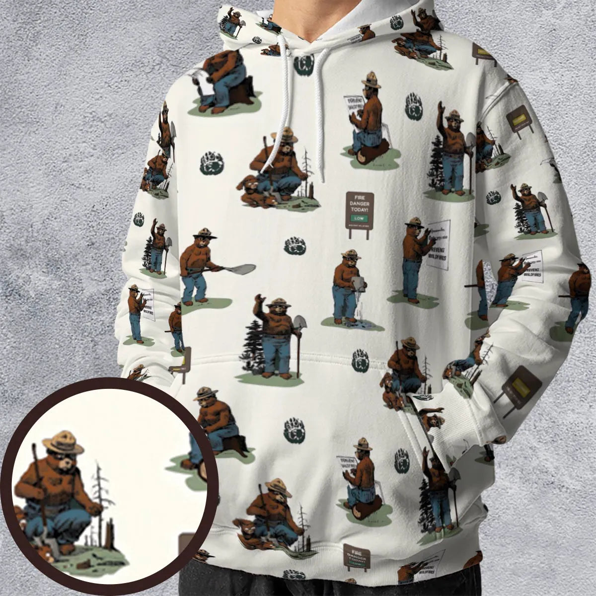 Smokey The Bear All-over Print Hoodie