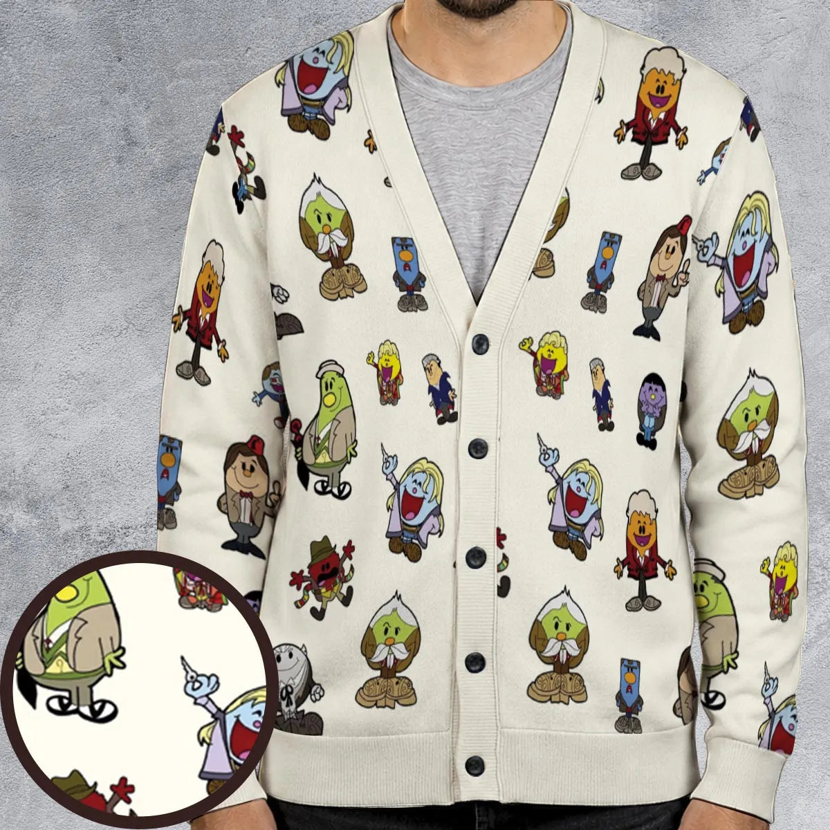 Doctor Who and Mr Men Pattern Cardigan