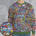 80s Throwback Cartoon Pattern All-over Print Sweatshirt