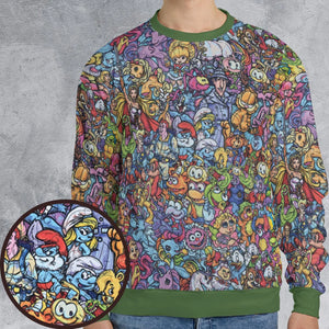 80s Throwback Cartoon Pattern All-over Print Sweatshirt