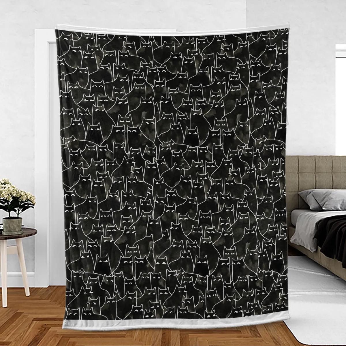 Suspicious Cats Funny Cat Fleece Blanket